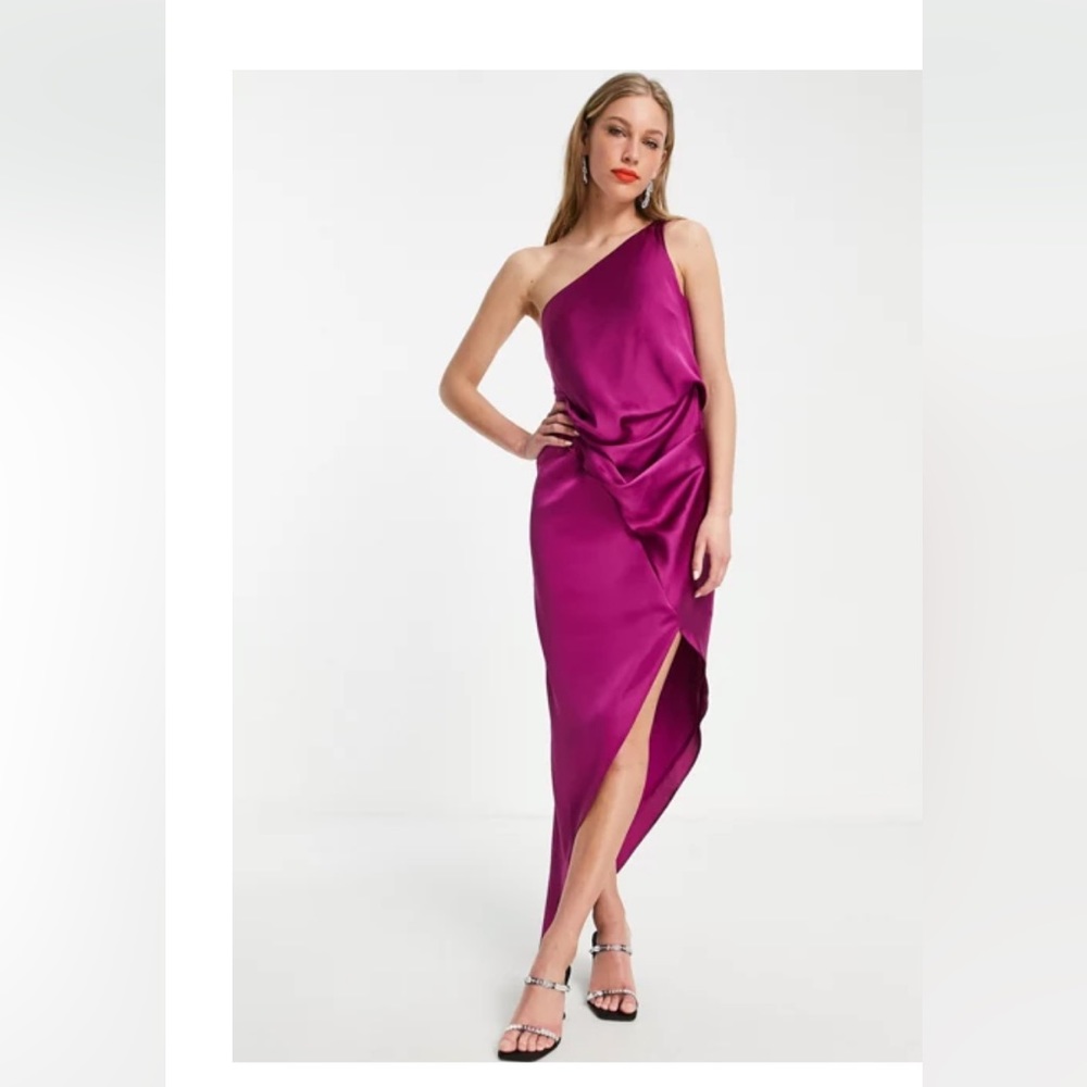 Pink Satin Asymmetric Dress, size 6